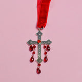 Gothic Cross Velvet Choker Necklace
