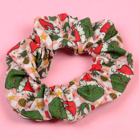 Pink Grinchmas Cotton Scrunchie