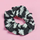 Glow in the Dark Black / Orange Ghosties Scrunchie