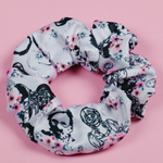 Horror Mashup Floral Cotton Twill Scrunchie