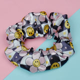 Smiley Flower Satin Scrunchie