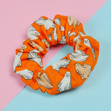 Glow in the Dark Black / Orange Ghosties Scrunchie