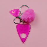 Pink Ouija Planchette Pom Keychain