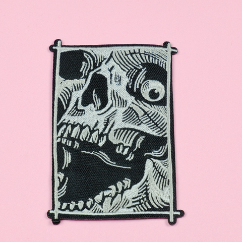 Laughing Skull Iron on Patch