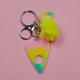 Pastel Ouija Planchette Pom Keychain