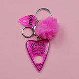 Pink Ouija Planchette Pom Keychain