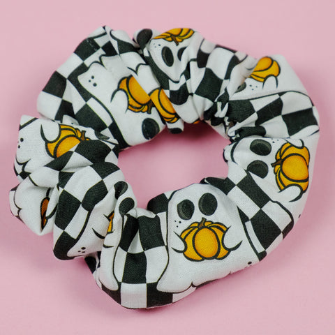 Pumpkin Ghost Cotton Scrunchie