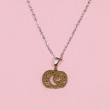 Silver Pumpkin Moon Necklace