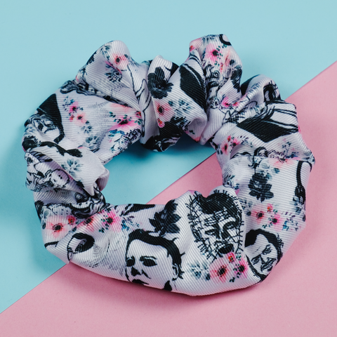 Horror Mashup Floral Cotton Twill Scrunchie