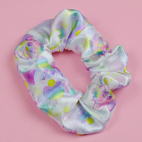 Pastel Furb Satin Scrunchie