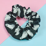 Glow in the Dark Black / Orange Ghosties Scrunchie