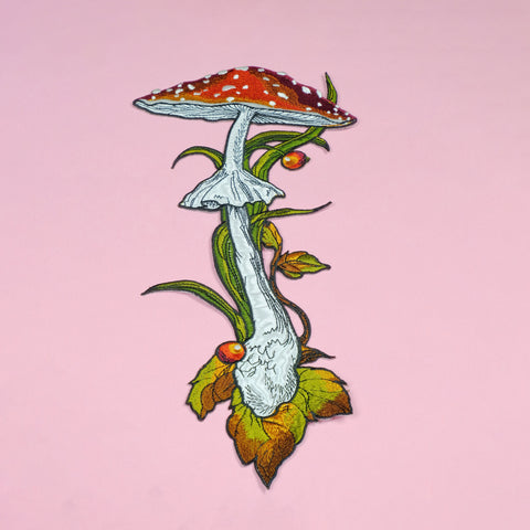 *LARGE*Mushroom embroidered Back Patch