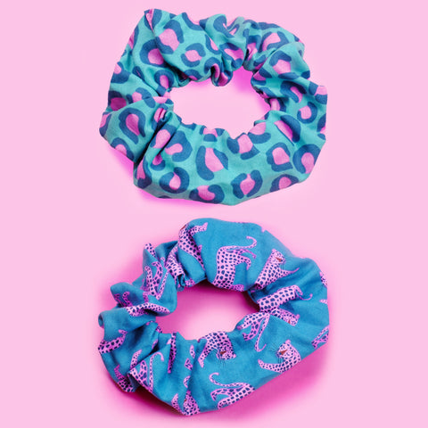 Pink Leopard Animal Print Scrunchie