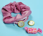 Hidden Zip Pouch Satin Scrunchie