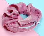 Hidden Zip Pouch Satin Scrunchie