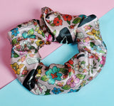 Ghost Face Green Floral Satin Scrunchie