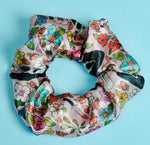 Ghost Face Green Floral Satin Scrunchie