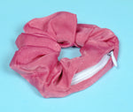 Blue or Pink Tencel Hidden Pocket Zipper Scrunchie