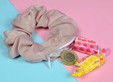 Blue or Pink Tencel Hidden Pocket Zipper Scrunchie