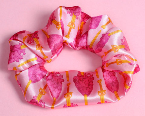 Sacred Stabbed Heart Satin Scrunchie