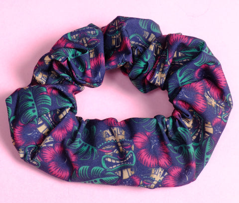 Tiki Head Soft Cotton Scrunchie