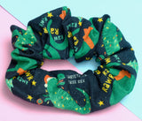 Christmas Dinosaurs Soft Cotton Scrunchie