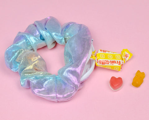 Hidden Zip Pouch pastel Iridescent Mermaid Scrunchie