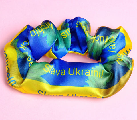 Slava Ukraini , Ukraine UNICEF Charity Satin Scrunchie