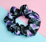 Purple Spooky Bats Satin Scrunchie