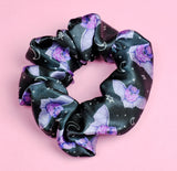 Purple Spooky Bats Satin Scrunchie