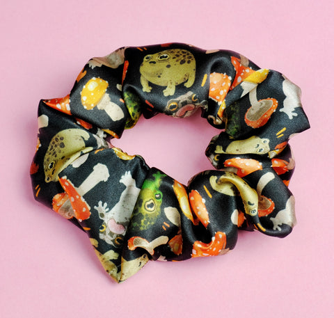 Rain Frog Toadstool Scrunchie Satin Scrunchie