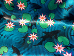 Lily Pond Sharks Satin Scrunchie