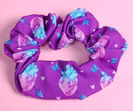 Purple Stabbed Heart Cotton Scrunchie