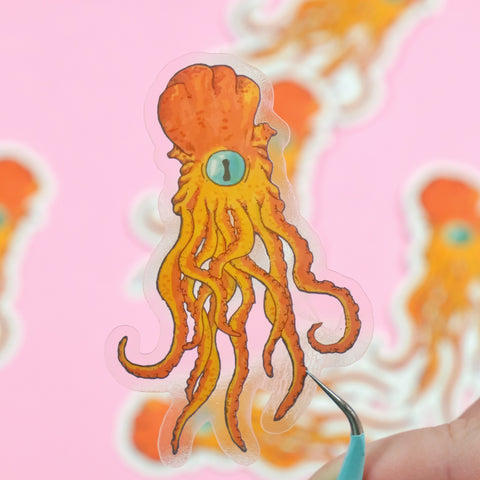 Octopus transparent Vinyl Decal Sticker.