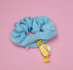 Blue or Pink Tencel Hidden Pocket Zipper Scrunchie