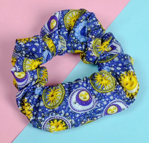 90s Celestial Sun and Moon soft Cotton Scrunchie