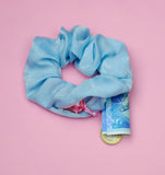 Blue or Pink Tencel Hidden Pocket Zipper Scrunchie