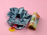 Hidden Zip Pouch Satin Scrunchie