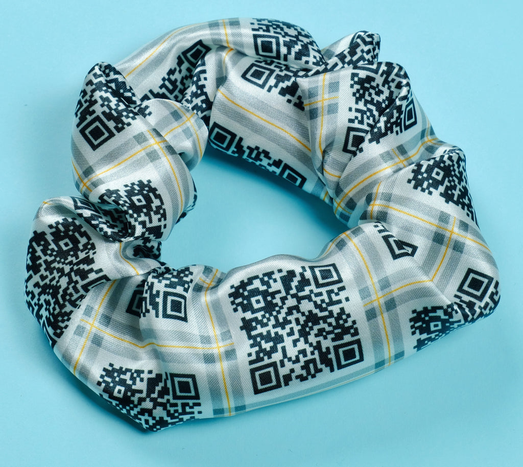 Rick Astley RickRoll QR Code satin Scrunchie