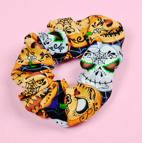 Glow in the Dark Halloween Pumpkins Scrunchie