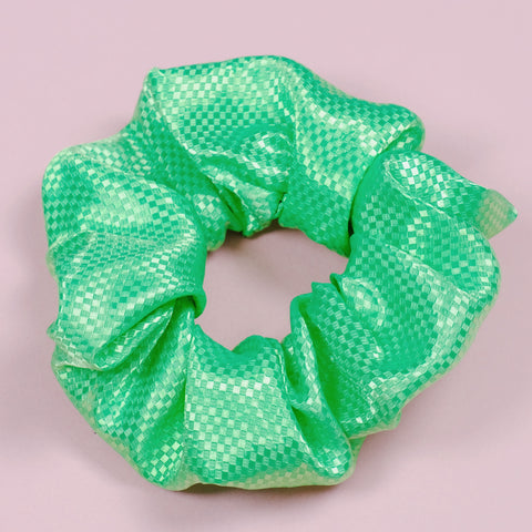 Gunge Green Sqared Satin Eco Scrunchie