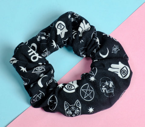 Black Occult Soft Cotton Scrunchie