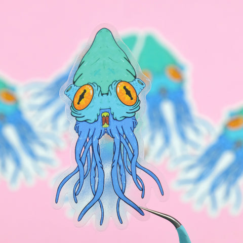 Squid Sea Monster Transparent Vinyl Sticker Decal